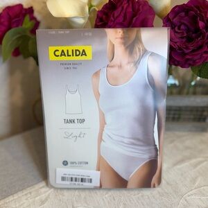 Calida Light Women's Tank Top 100% Mercerized Cotton Undershirt Size L White